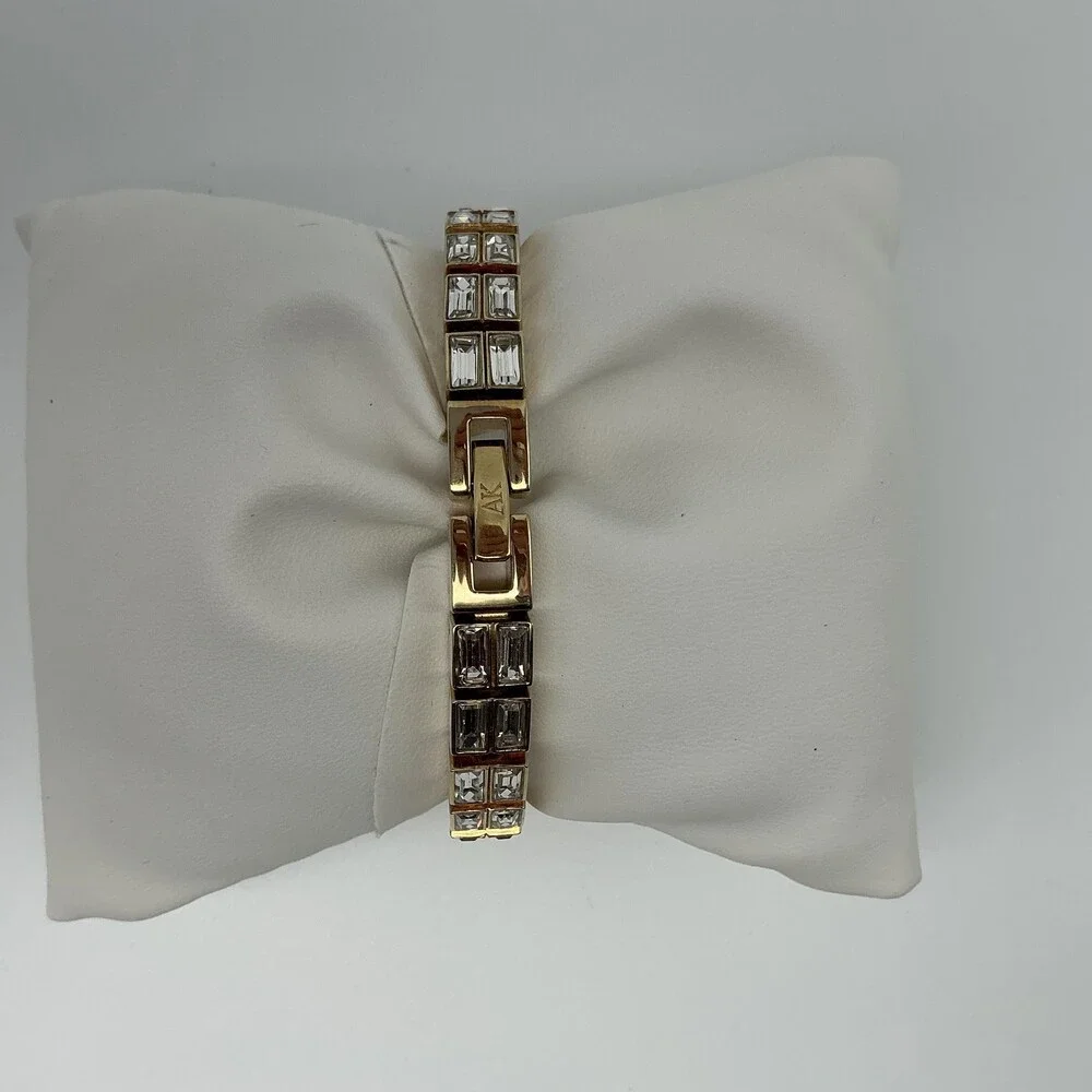 Anne Klein Y0577 Womens Watch Gold Tone Crystal Bracelet New Battery 6
